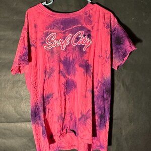 Mv sport Surf City Tie Dyed Tied Dye Pink Barbiecore Cotton Tee Shirt T-Shirt XL